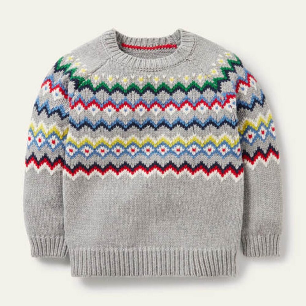 Mini Boden Chunky Fair Isle Crew Sweater